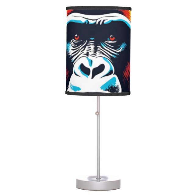 Gorilla Pop Art Cartoon Drawing Table Lamp (Front)
