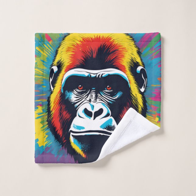 Gorilla Pop Art Cartoon Drawing Wash Cloth (Wash Cloth)