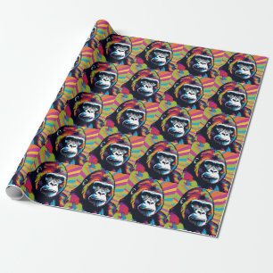 Gorilla Pop Art Cartoon Drawing Wrapping Paper