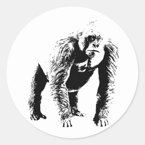 Gorilla Pop Art Classic Round Sticker