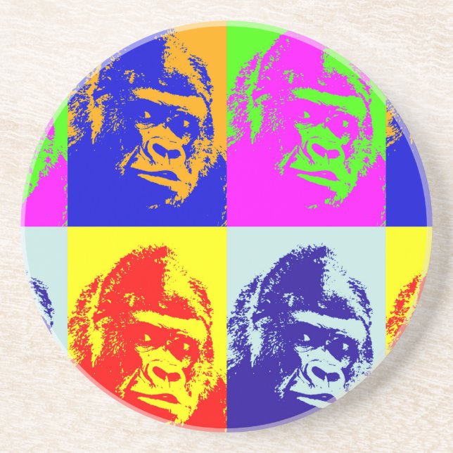 Gorilla Pop Art Drink Coaster (Front)