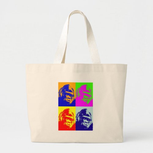 Gorilla Pop Art Large Tote Bag