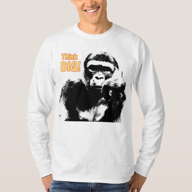 Gorilla Pop Art Motivational Quote Modern Template T-Shirt (Front)