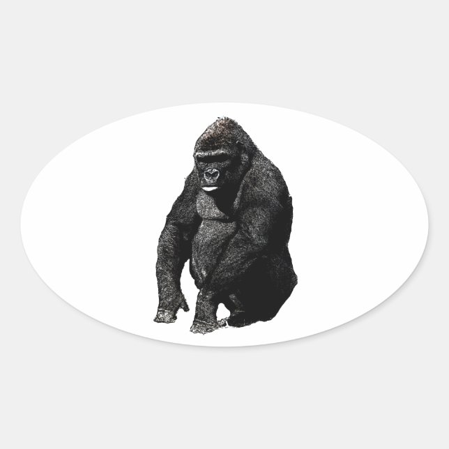Gorilla Pop Art Oval Sticker (Front)