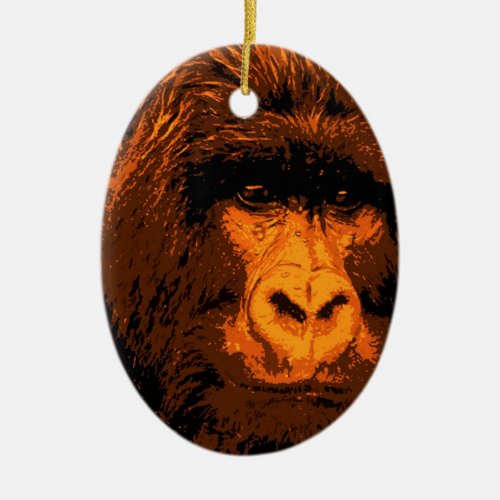Gorilla Portrait Ceramic Ornament