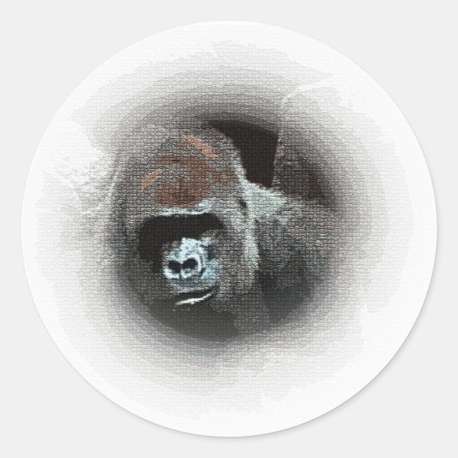 Gorilla Portrait Classic Round Sticker (Front)
