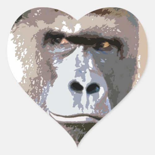 Gorilla Portrait Heart Sticker