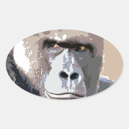 Gorilla Portrait Oval Sticker