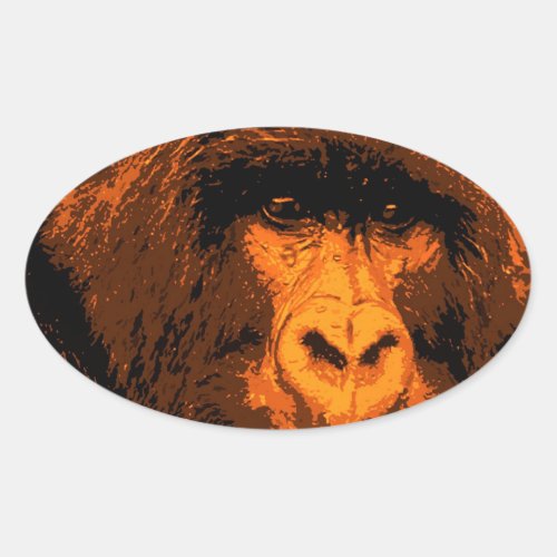 Gorilla Portrait Oval Sticker