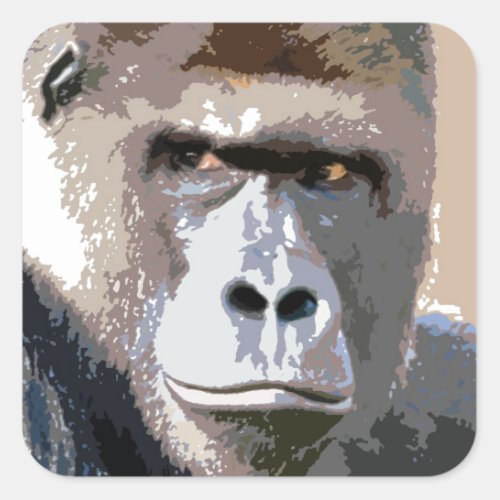 Gorilla Portrait Square Sticker