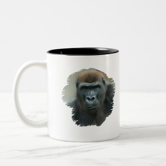 Gorilla Portrait Two-Tone Coffee Mug (Left)