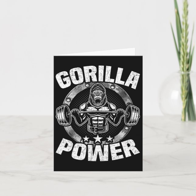 Gorilla Power Bodybuilding Weightlifting Workout  Card (Front)