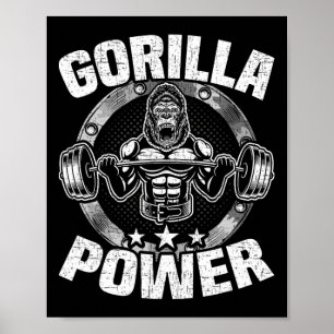 Gorilla Power Bodybuilding Weightlifting Workout Poster