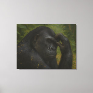 Gorilla Reflection – Thoughtful Wildlife Portrait Canvas Print