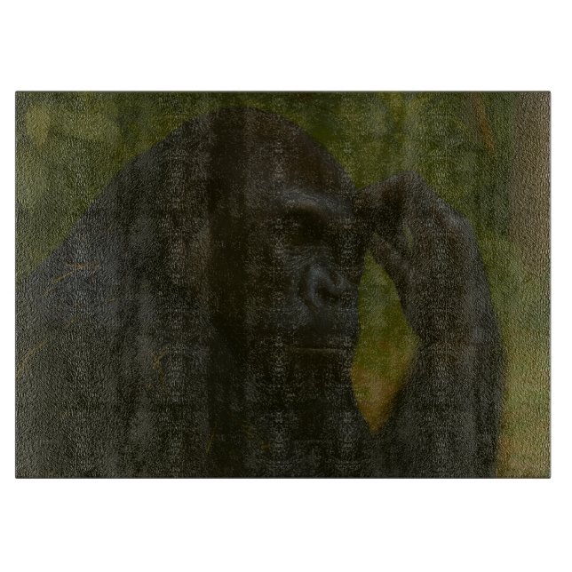 Gorilla Reflection – Thoughtful Wildlife Portrait Cutting Board (Front)