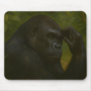 Gorilla Reflection – Thoughtful Wildlife Portrait Mouse Pad