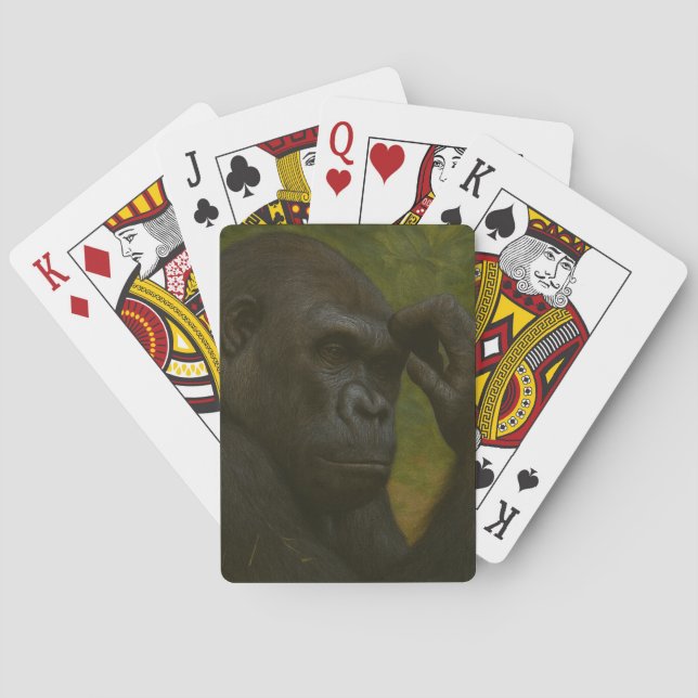 Gorilla Reflection – Thoughtful Wildlife Portrait Poker Cards (Back)