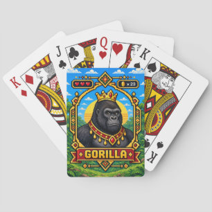 Gorilla Retro 8-Bit Pixel Art Poker Cards