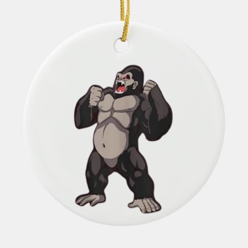 Gorilla Roaring Ape Monkey Ceramic Ornament