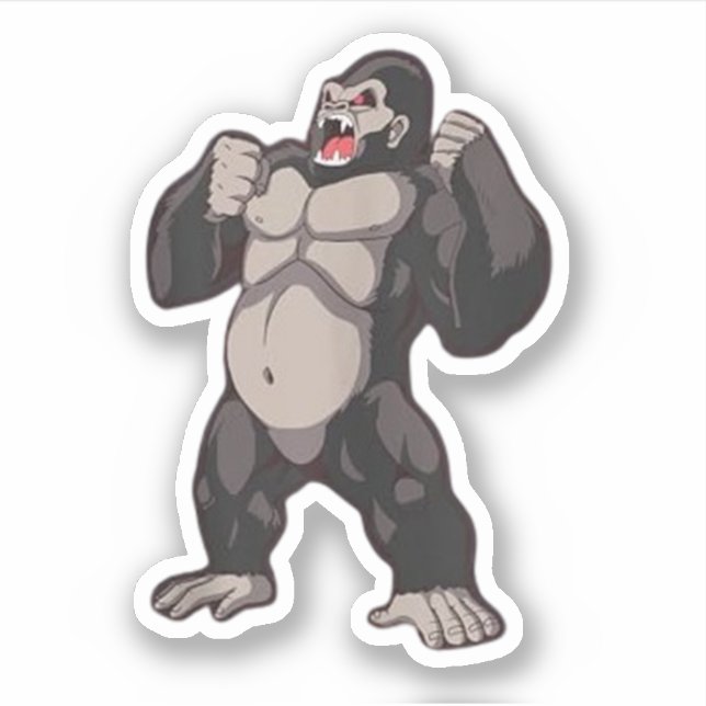 Gorilla Roaring Ape Monkey Sticker (Front)