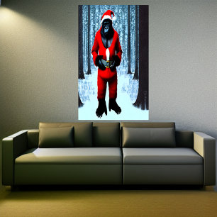 Gorilla Santa Claus AI Art Poster