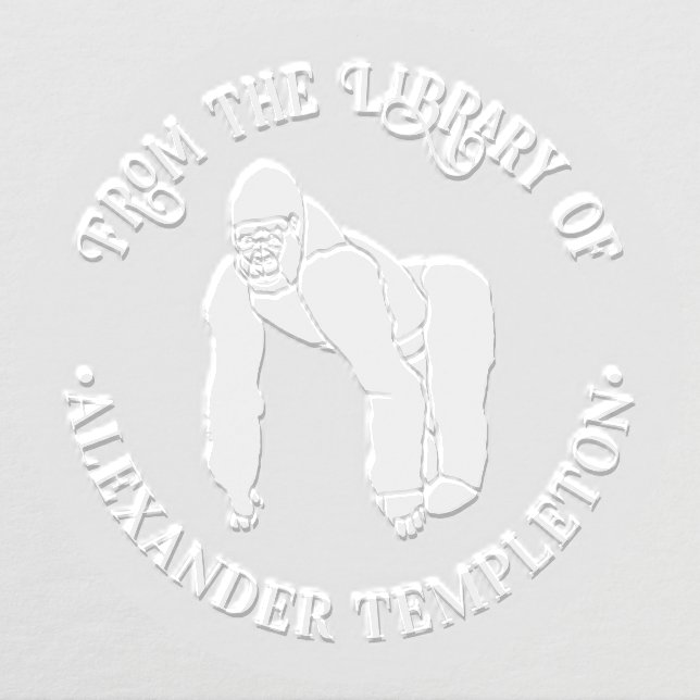 Gorilla Silhouette “From the Library of” Book Name Embosser (Design)