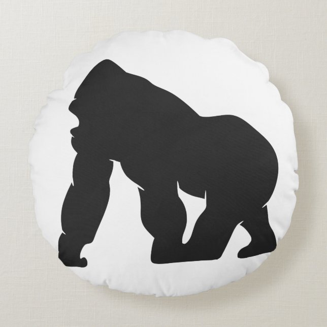 Gorilla silhouette round pillow (Front)