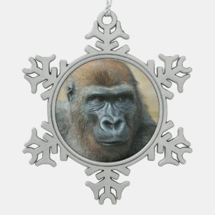 Gorilla snowflake pewter christmas ornament
