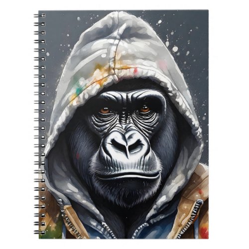Gorilla Splatter Art Watercolor Portrait  Notebook