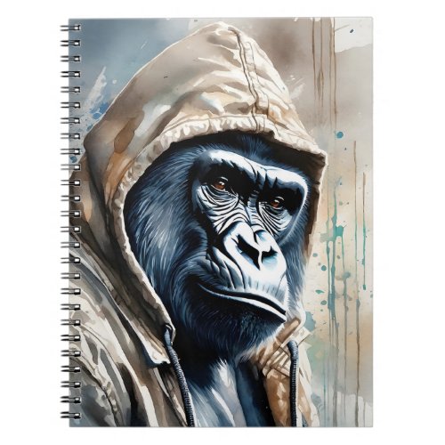 Gorilla Splatter Art Watercolor Portrait Pose Notebook