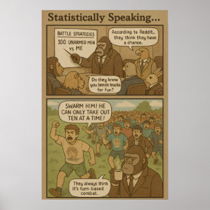Gorilla Strategy Comic – 100 Unarmed Men vs Me Poster