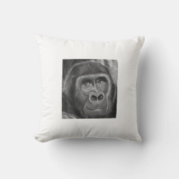 Gorilla sucking fingers Cushion2 指しゃぶりのゴリラクッション Throw Pillow
