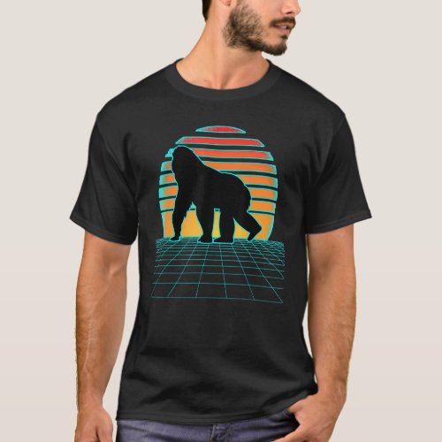 Gorilla Synthwave 80s Style Aesthetic Vaporwave Re T_Shirt