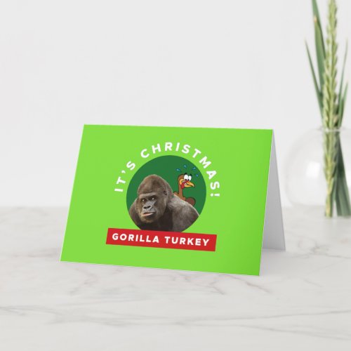 Gorilla Turkey Christmas Dinner Pun Holiday Card