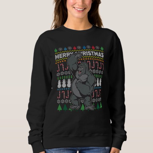 Gorilla Ugly Christmas Sweater Wildlife Series