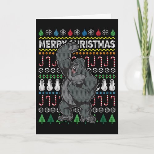 Gorilla Ugly Christmas Sweater Wildlife Series Holiday Card