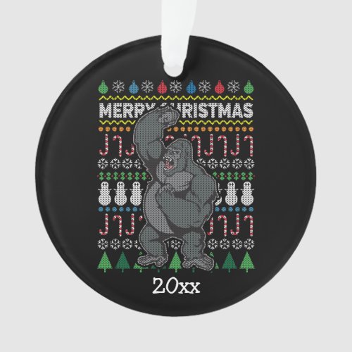 Gorilla Ugly Christmas Sweater Wildlife Series Ornament