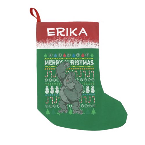 Gorilla Ugly Christmas Sweater Wildlife Series Small Christmas Stocking