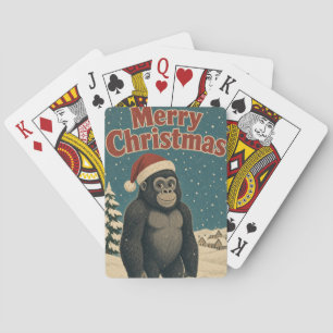 Gorilla Village Snow Animal Christmas Poker Cards