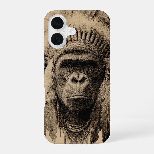Gorilla War Bonnet Iphone Case (Back)