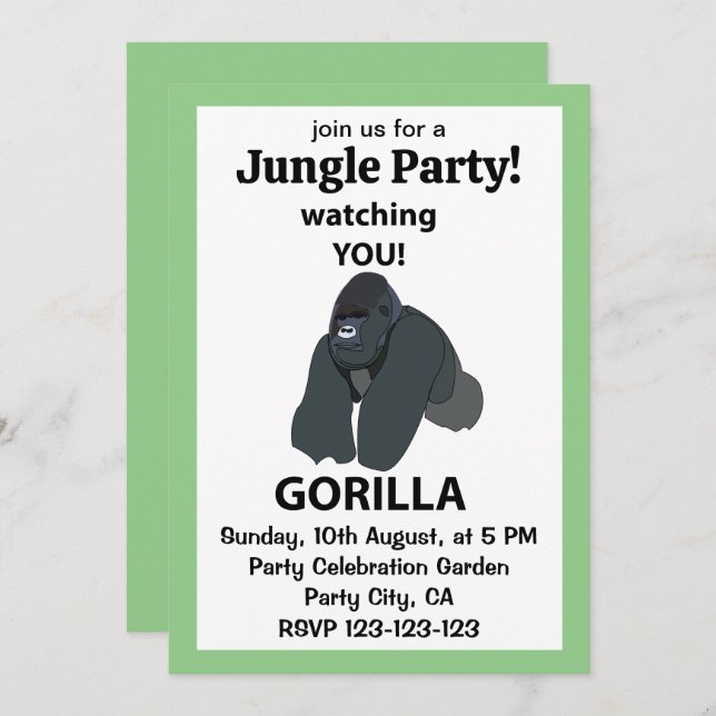 Gorilla Watching You Funny Gorilla Invitation (Front/Back)
