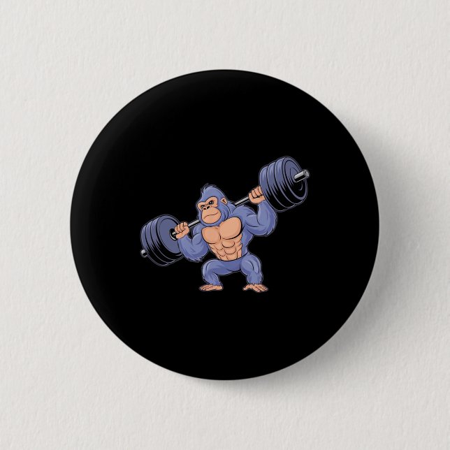 Gorilla Weightlifting Fitness Gym Training Bodybui Button (Front)