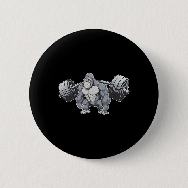 Gorilla Weightlifting Fitness Gym Training Bodybui Button (Front)