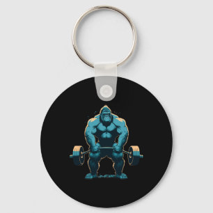 Gorilla Weightlifting Gym Fitness Deadlift Workout Keychain