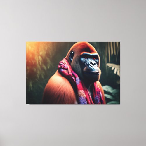 Gorilla with a scarf canvas print