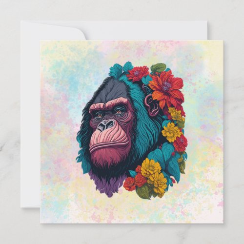 Gorilla with a Splash of Flowers Thank You Card
