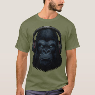 Gorilla with Headphones — Fierce Music Lover T-Shirt