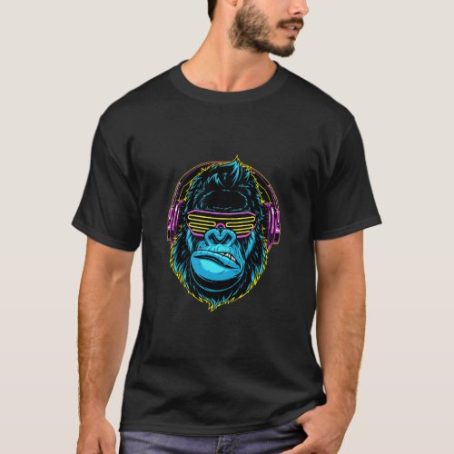 Gorilla with Headphones  T_Shirt