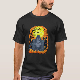 Gorilla With Pumpkins Funny Scary Halloween Party T-Shirt