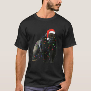 Gorilla With Santa's Hat Christmas Lights T Family T-Shirt